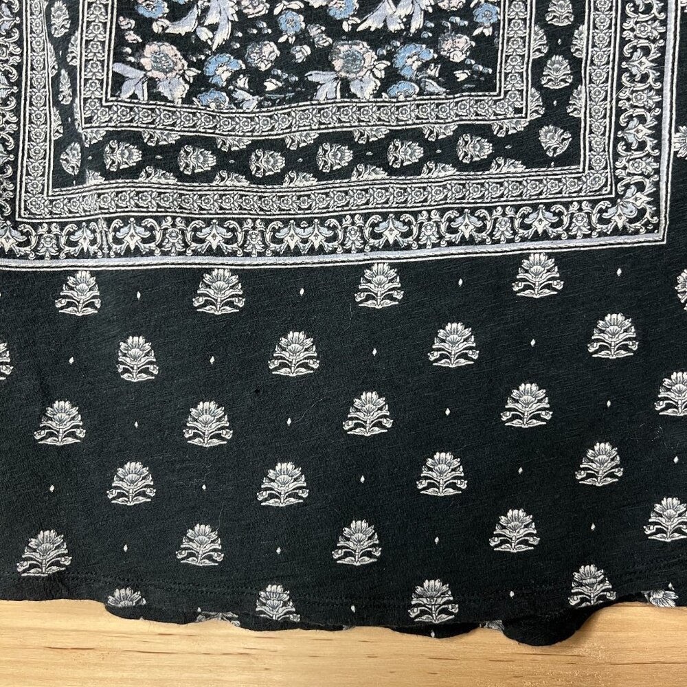 Lucky Brand Bundle Womens Large Black Navy Boho Tops Floral Embroidered‎ Print L - Picture 4 of 16